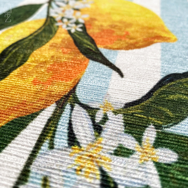 Decorative Pillow Cover with Lemons & Blue Striped