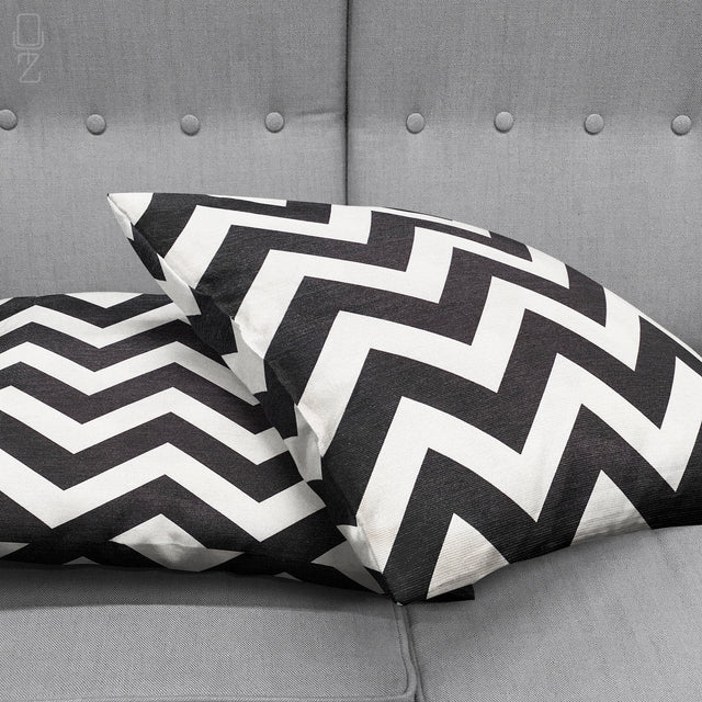 Zig Zag Cushion Cover with Black & White
