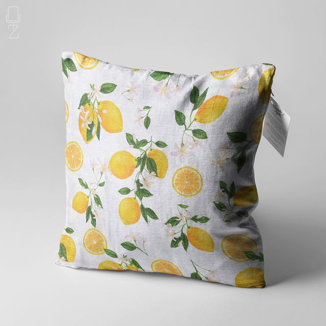 Lemons & Floral Pattern Cushion Cover