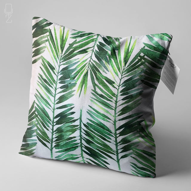 Tropical Eucalyptus Green Leaves Cushion Cover