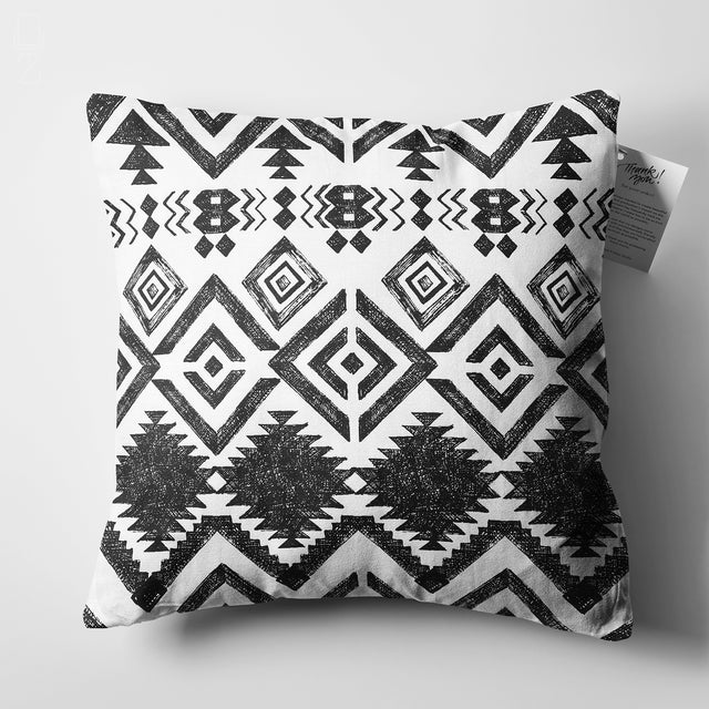 Hand Drawing Pillow Cover with Ethnic Patterns
