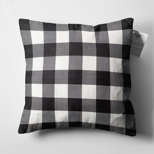 Gingham Cushion Cover with Black & White