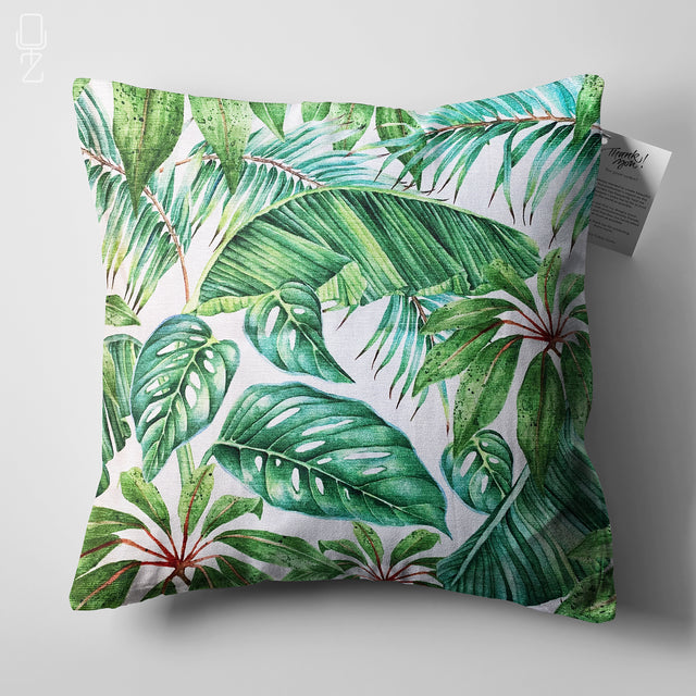 Green Tropical Eucalyptus Leaves Pillow Cover