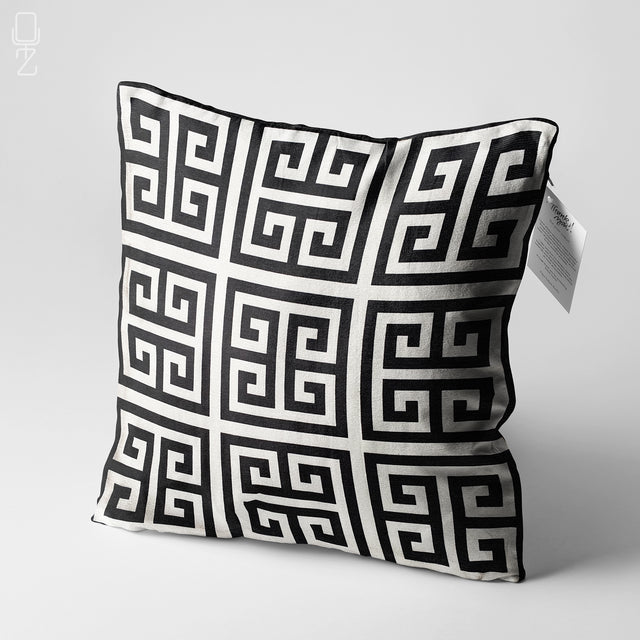 Geometric Pattern Black & White Cushion Cover