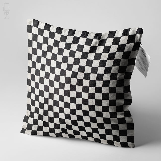 Black Checker Pattern Decorative Cushion Cover