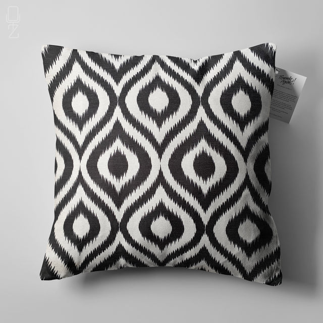 Ikat Pattern Black & White Cushion Cover
