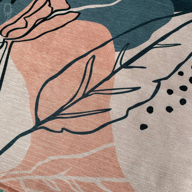 Grey and Pink Abstract Leaf Cushion Cover