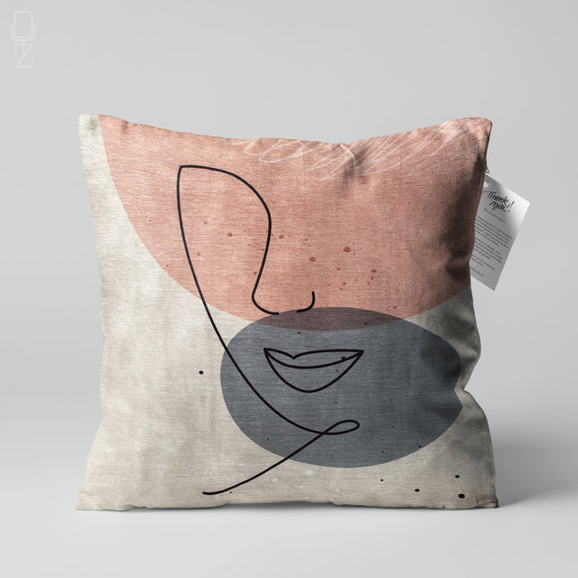 Abstract Face Pattern Pillow Cover