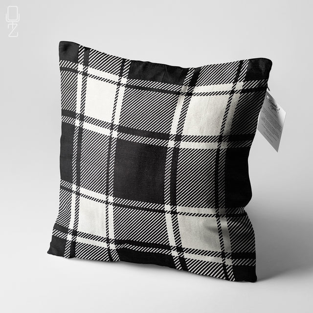 Gingham Cushion Cover with Black & White