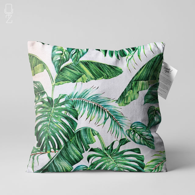 Green Tropical Leaves Pillow Cover