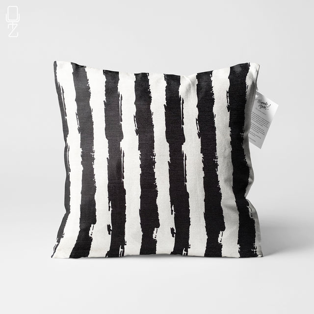 Striped Black & White Decorative Cushion Cover
