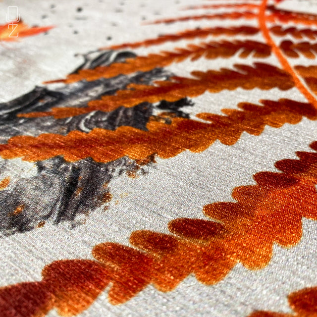 Cushion Cover with Orange & Black Dry Leaves