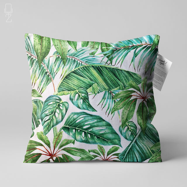 Green Tropical Eucalyptus Leaves Pillow Cover