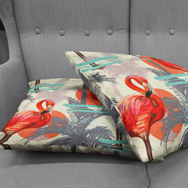 Decorative Cushion Covers with Red Flamingos