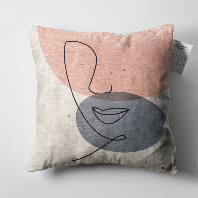 Abstract Face Pattern Pillow Cover