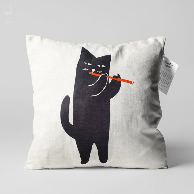 Musician Black Cat Theme Cushion Cover