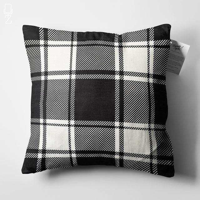 Gingham Cushion Cover with Black & White