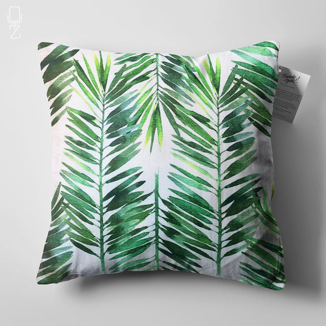 Tropical Eucalyptus Green Leaves Cushion Cover