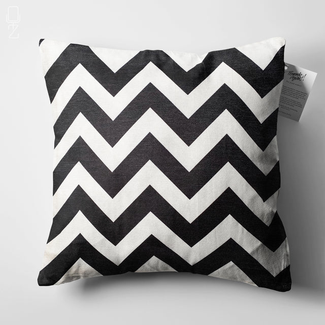 Zig Zag Cushion Cover with Black & White