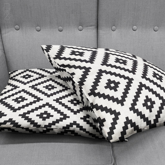 Aztec Theme Black & White Cushion Cover