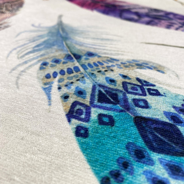 Cushion Cover with Blue & Purple Feather Design