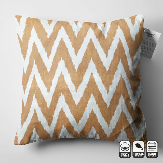 Cinnamon Zig Zag IKAT Decorative Cushion Cover