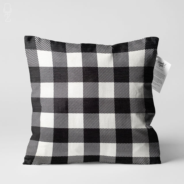 Gingham Cushion Cover with Black & White