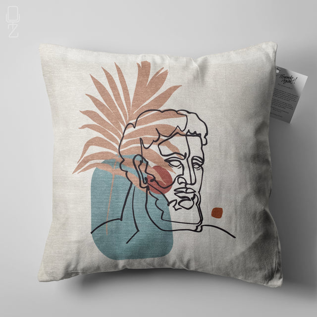 Abstract Face Statue Theme Cushion Cover