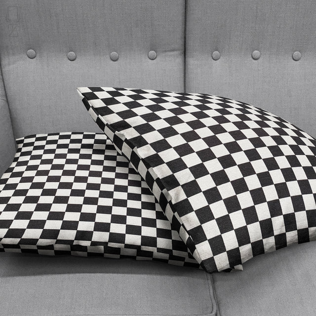 Black Checker Pattern Decorative Cushion Cover