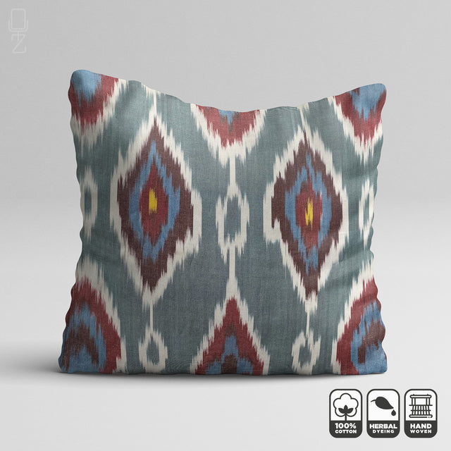 Grey Traditional Handwoven Ikat Cushion Cover