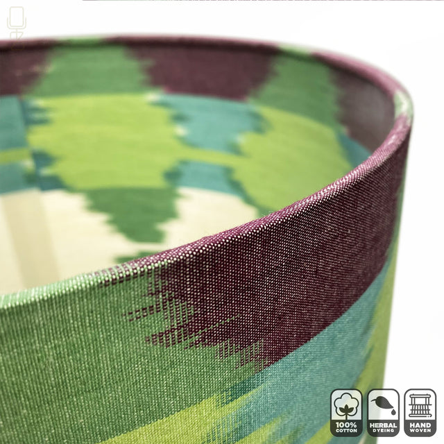 Traditional Ikat Green & Ivory Lampshades