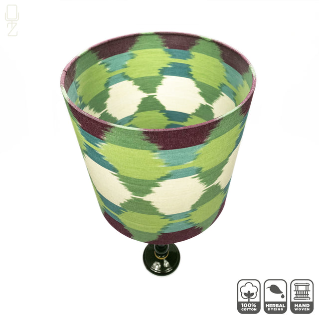 Traditional Ikat Green & Ivory Lampshades