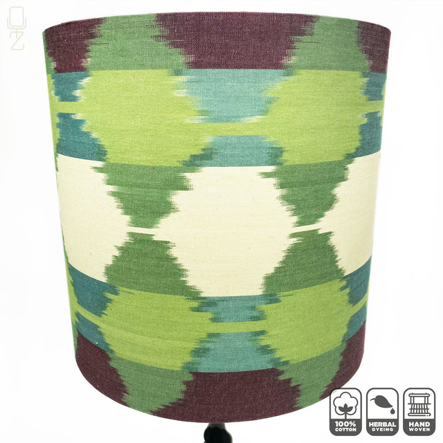 Traditional Ikat Green & Ivory Lampshades