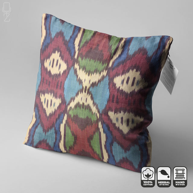 Hand Loomed Traditional Multicoloured Ikat Cushion Cover