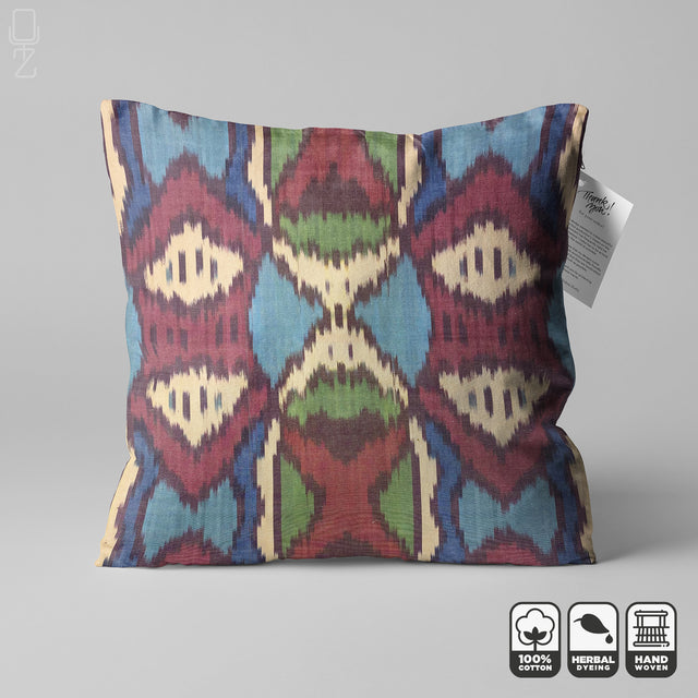 Hand Loomed Traditional Multicoloured Ikat Cushion Cover