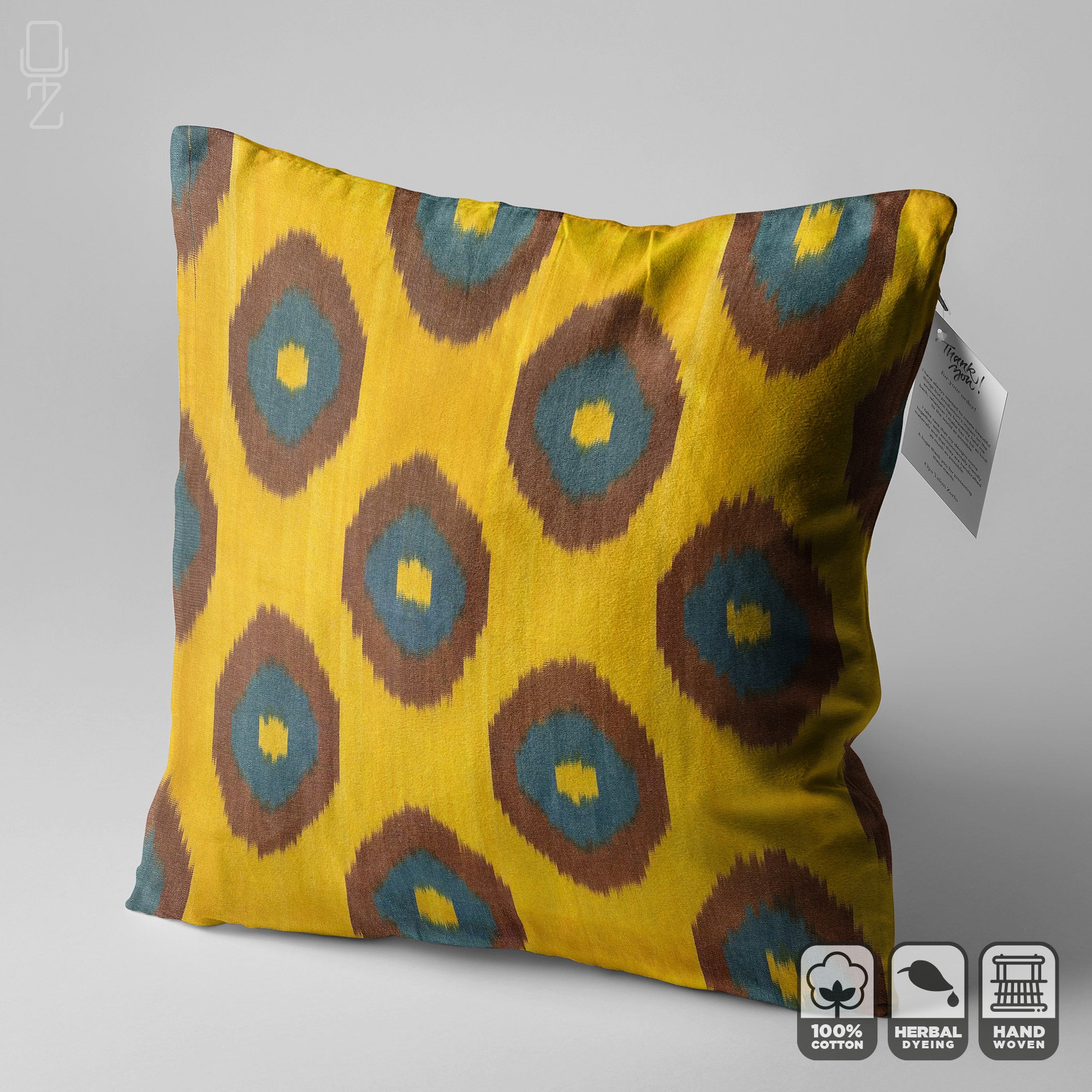 Mustard and blue on sale pillows