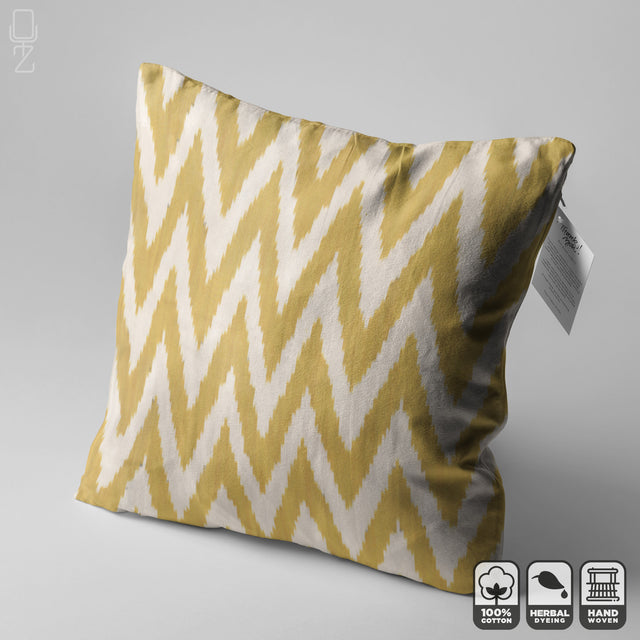 Yellow Zig Zag Handwoven 50x50cm Cotton Cushion Cover