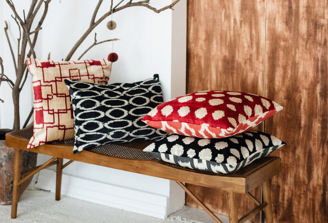 Handwoven Ikat Velvet Cushion Covers (Silk)