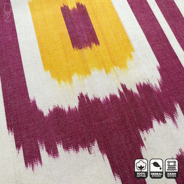 Bohemian Ikat Decorative Cushion Cover with Pink & Yellow