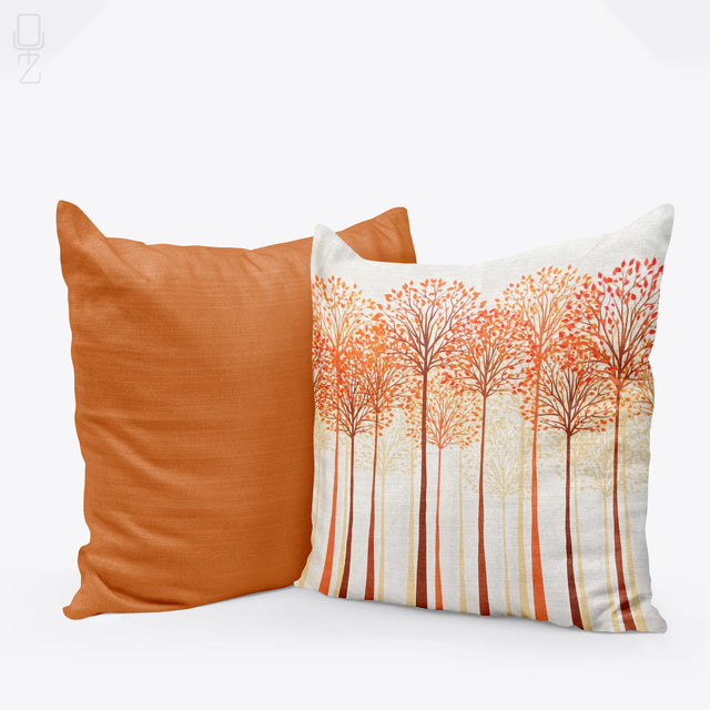 Set of 2 Cushion Covers with Orange Trees