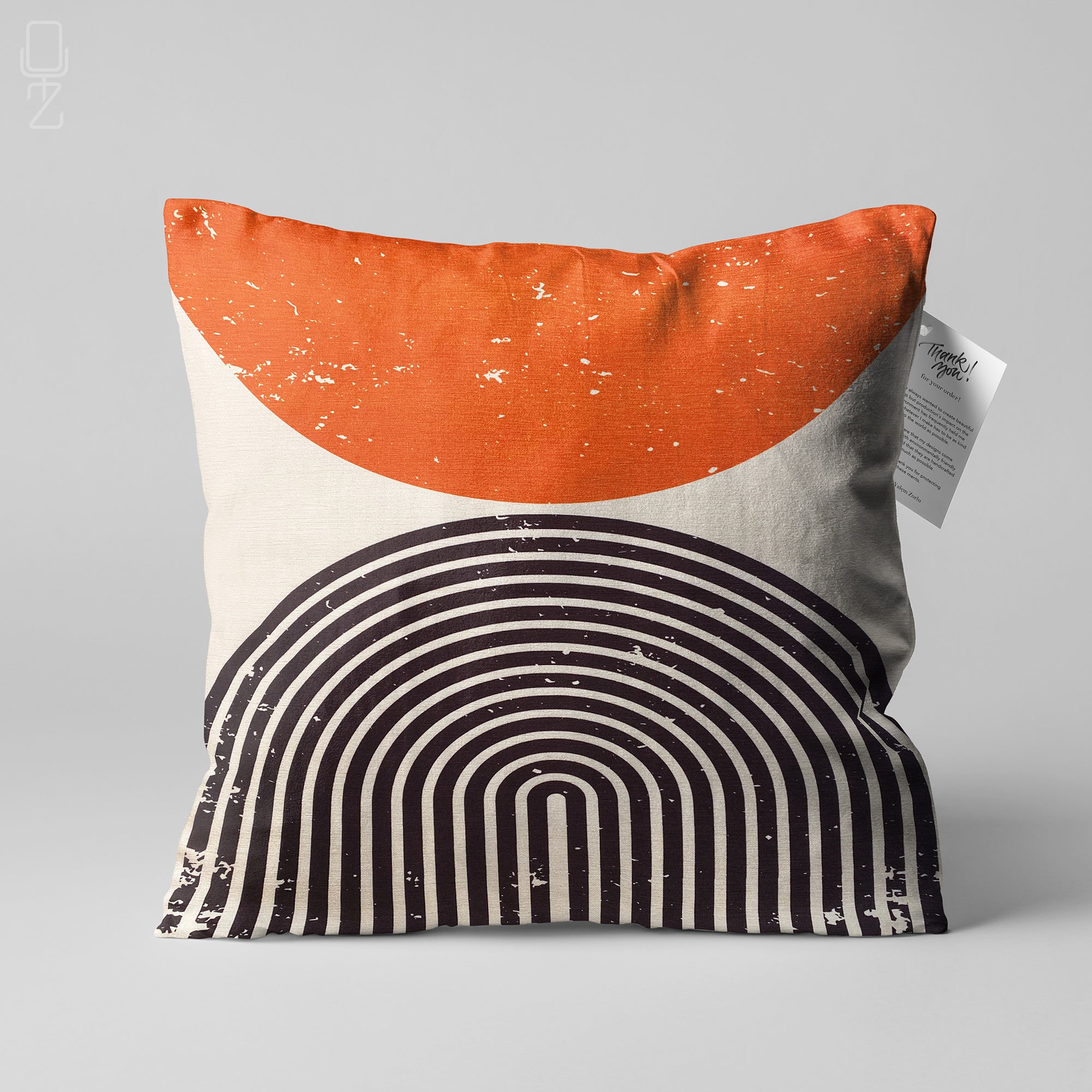 Grey and orange clearance cushion