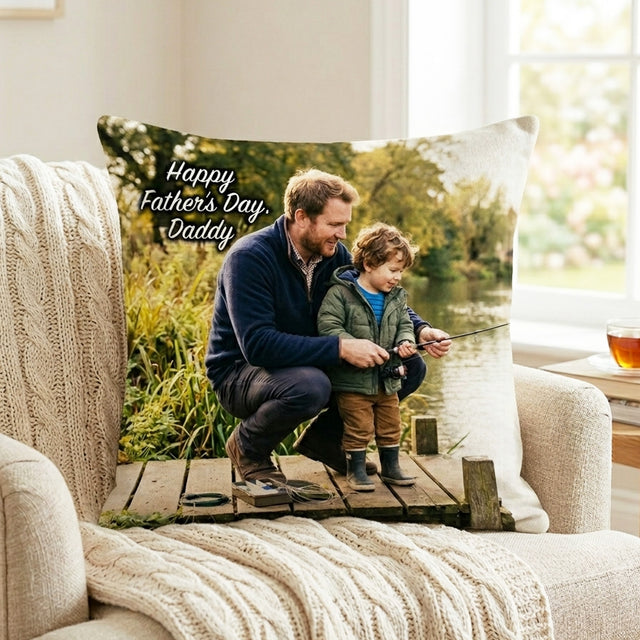 Personalised Photo Cushion Cover – Custom Father’s Day Gift