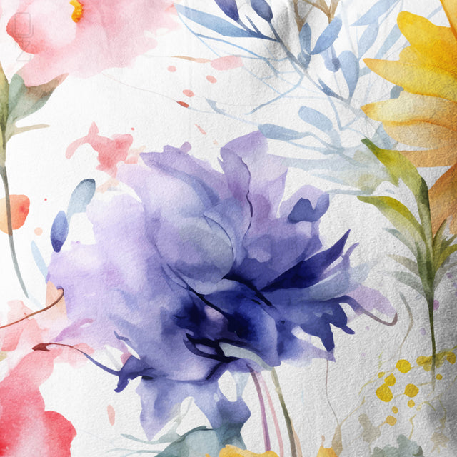 Watercolor Wildflower Cushion Cover - Floral Throw Pillow