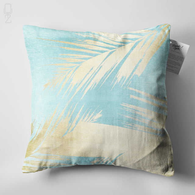 Yellow Print Leaves on the Green Cushion Covers