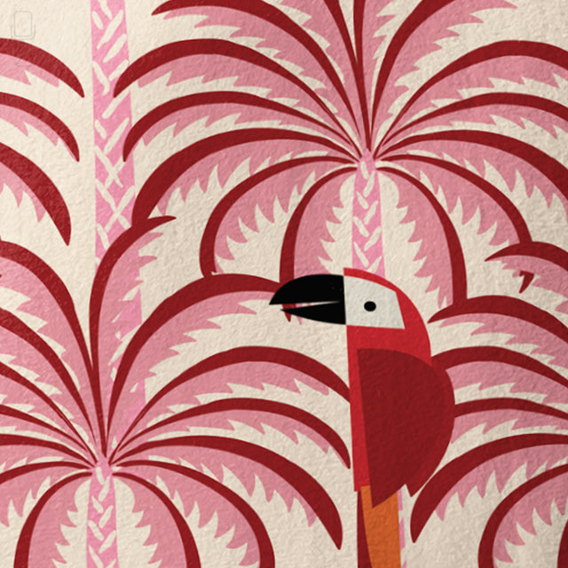 Rio de Janeiro Tropical Cushion Cover – Pink Palm & Parrot Art
