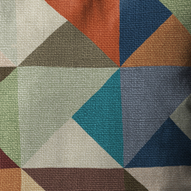 Multicoloured Geometric Lumbar Cushion Cover - Abstract Block Print Chenille