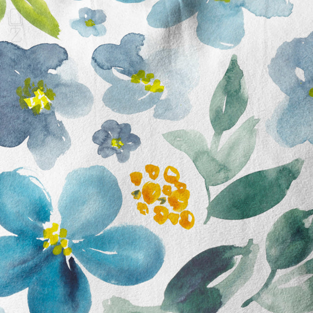 Blue Botanical Floral Cushion Cover - Modern Farmhouse Decor