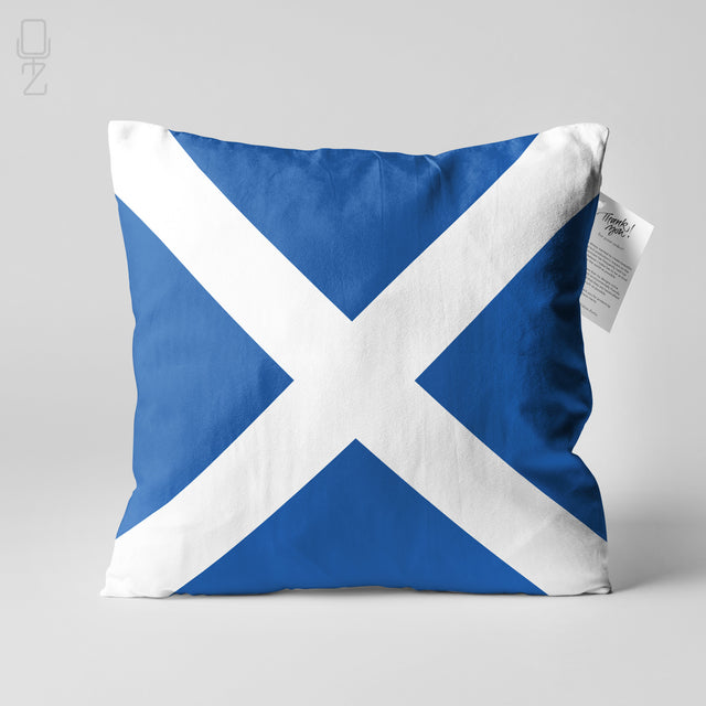 Scottish Saltire Square Cushion Cover - Classic Blue & White Scotland Flag
