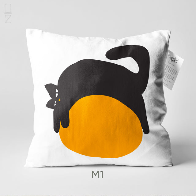 Artistic Cat Illustration Chenille Cushion Cover - 9 Unique Designs