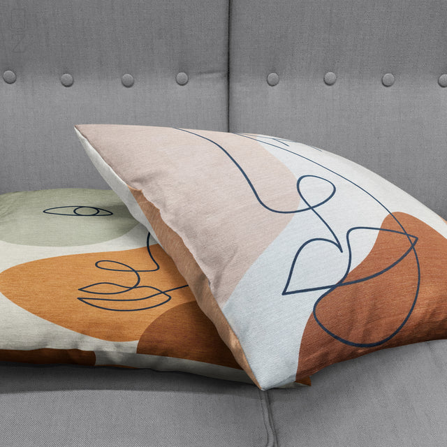 Set of 2 Abstract Face Patterns Pillow Covers